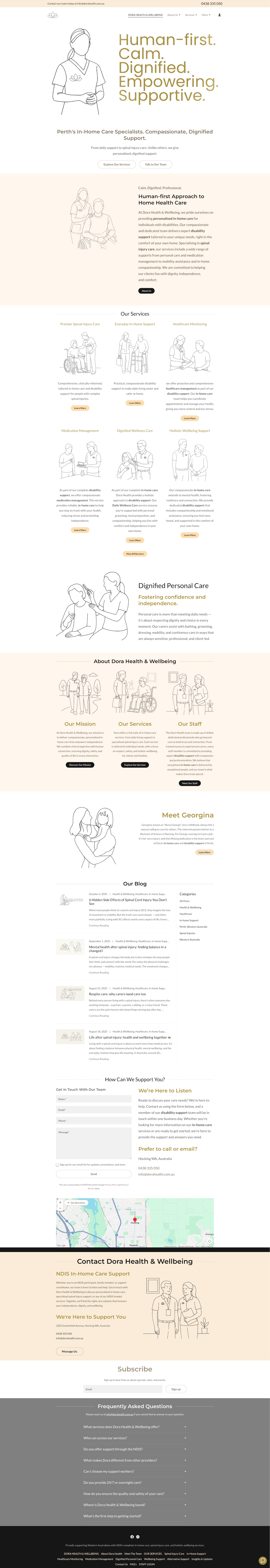 Dora Health & Wellbeing website screenshot